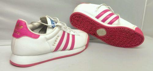 pink and white adidas samoa