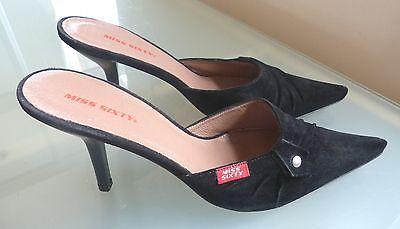 Miss Sixty Ladies Shoes 5 38 Black Grain Mule High Heel Sexy Bnib